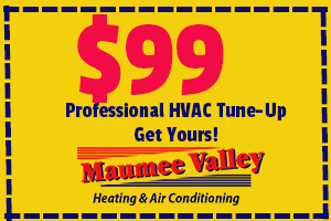 Furnace repair, check coupon from Maumee Valley Heating & Air Conditioning, Toledo OH